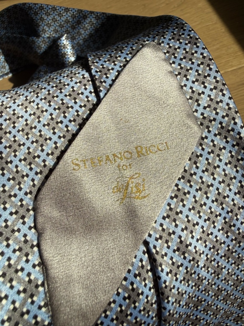 Stefano Ricci Light Blue Micro-Pattern Silk Tie - Picture 3 of 5